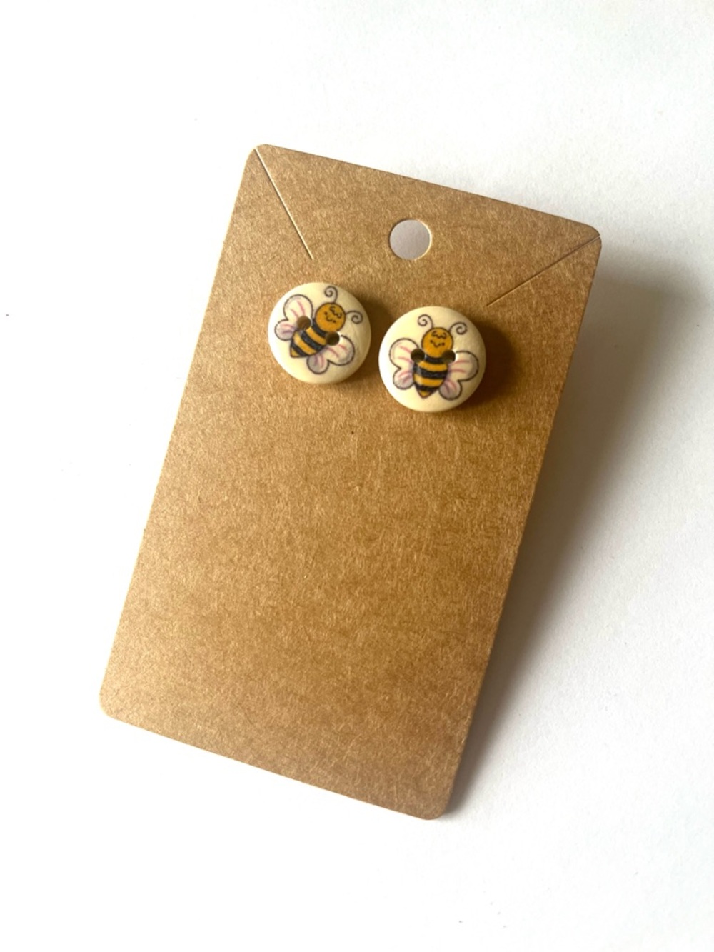 2/$15- Button Bee Earrings Handmade